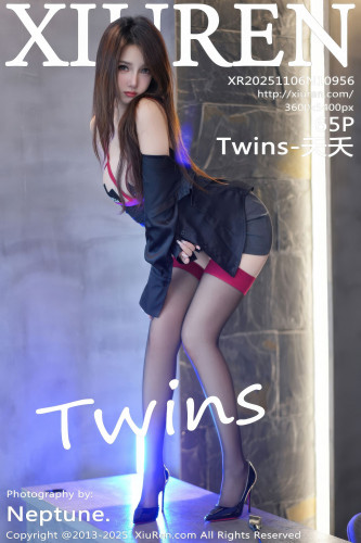 XiuRen秀人网-10956-Twins天天-OL黑色衬衫深灰短裙红色情趣内衣爆乳黑丝-2025.11.06