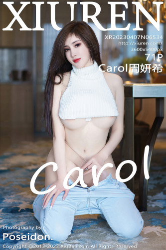 XiuRen秀人网-6534-Carol周妍希-白色超短衣牛仔裤傲人豪乳-2023.04.07