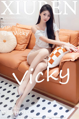 XiuRen秀人网-7457-可樂Vicky-白T米色短裙原色丝袜-2023.09.28