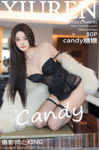 XiuRen秀人网-9781-Candy糖糖-白皮草外套情趣黑蕾丝内衣黑丝珍珠内裤爆乳-2025.01.17