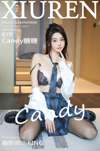 XiuRen秀人网-9888-Candy糖糖-白衬衫格子裙学生装少女黑丝爆乳-2025.02.14